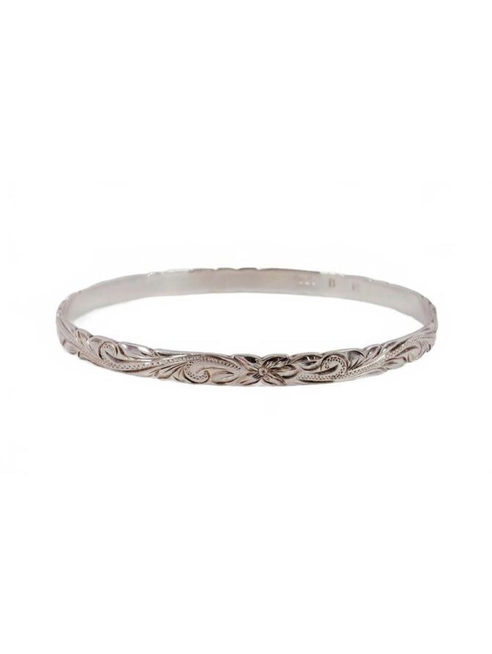 EUC Kitsinian Jewelers Hawaiian Heirloom Sterling Silver Bangle 8”